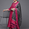 Dhiyona VA Women'sBrocade Yoke with Gota Detail Kurta with Trouser with Bandhani Printed Dupatta