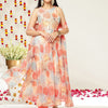 Dhiyona VA Women'sFloral Printed Halter Neck Anarkali Kurta & Trousers With Dupatta