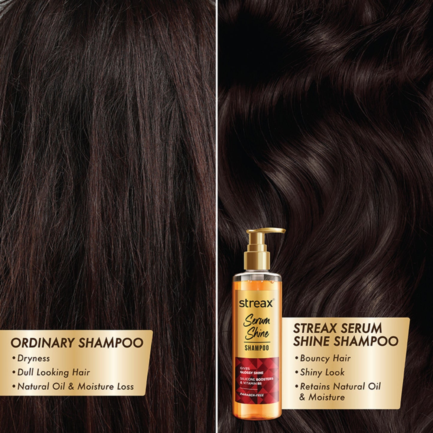 Streax Serum Shine Paraben Free Shampoo For Frizzy & Dry Hair With Silicon Boosters