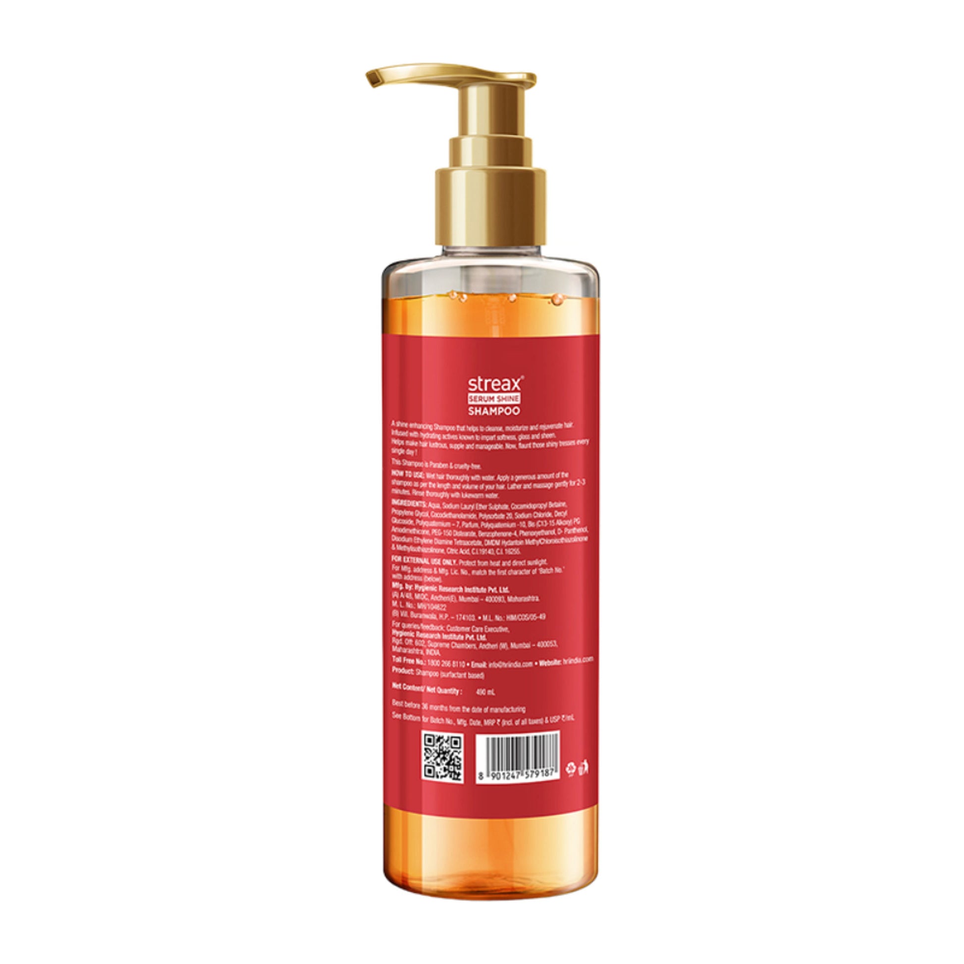 Streax Serum Shine Paraben Free Shampoo For Frizzy & Dry Hair With Silicon Boosters
