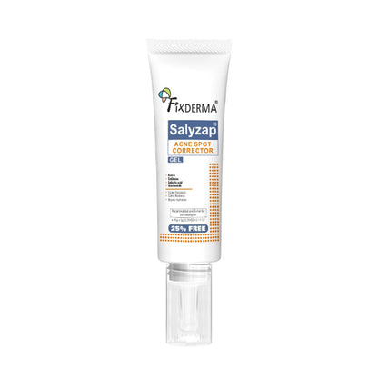 Fixderma Salyzap 2% Salicylic Acid Acne Spot Corrector gel with niacinamide for pimples and blemish treatment.
