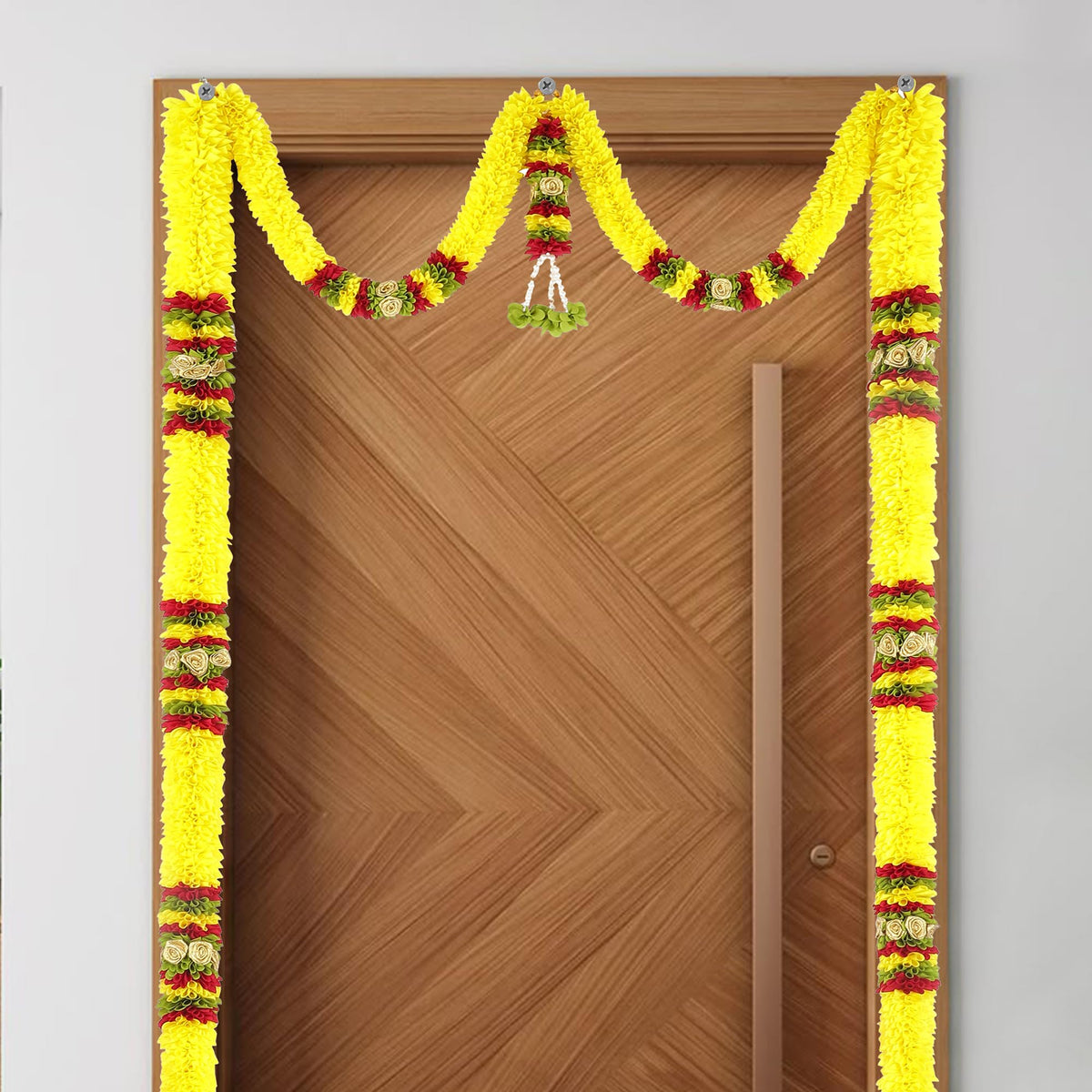Toran for Main Door Entrance, Bandarwal for Festival, Pooja Mandir & Wedding, Handmade Traditional Flower Hanging for Home & Office Decor (42 inches 72 inches) Yellow