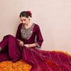 Dhiyona IE Women Floral Embroidered Pleated Thread Work Liva Kurta with Palazzos & With Dupatta