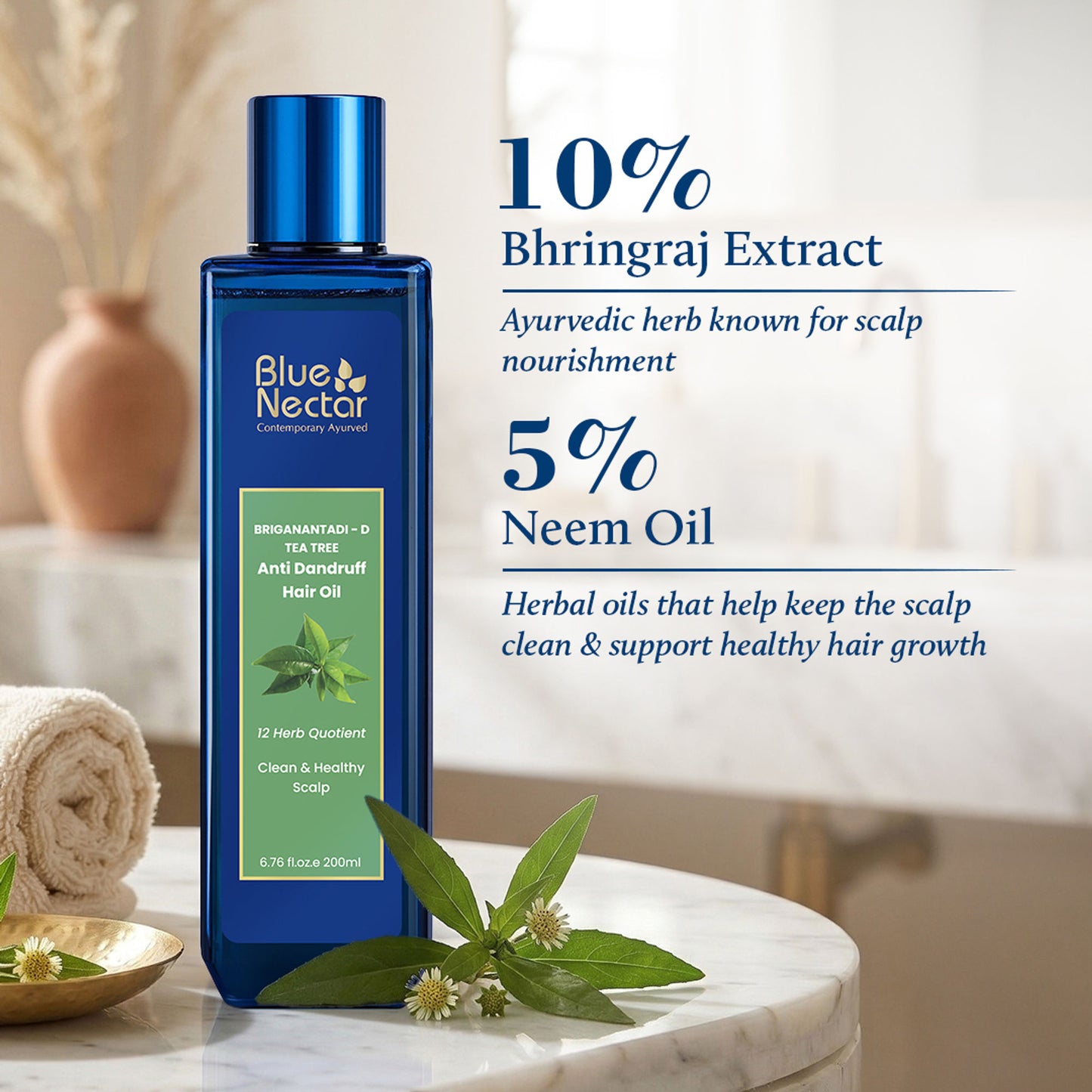Blue Nectar Briganantadi - D Tea Tree Scalp & Anti Dandruff Hair Oil