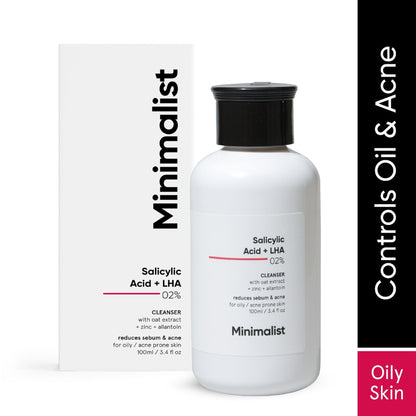 Minimalist 2% Salicylic Acid + LHA Face Cleanser With Zinc For Reducing Sebum & Acne