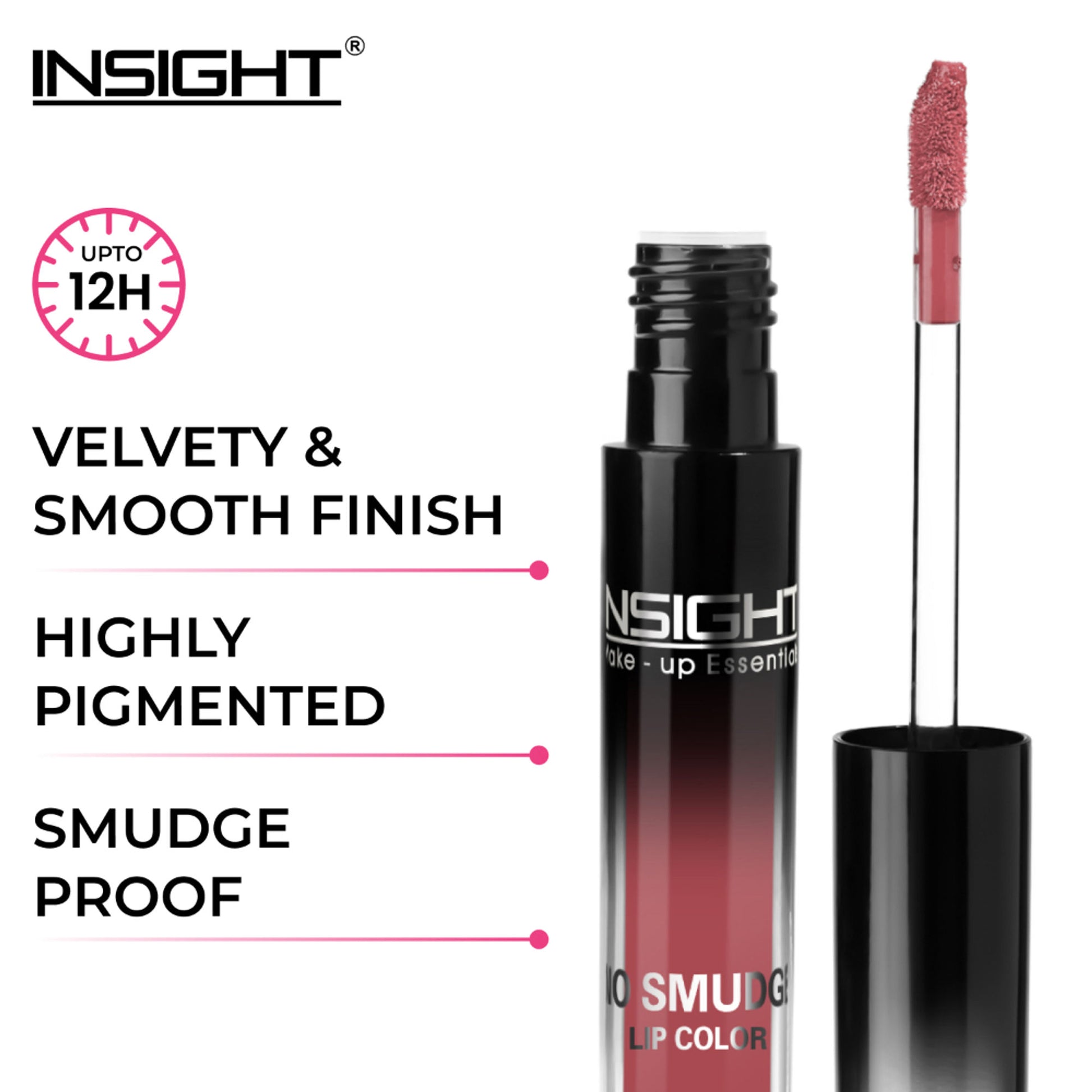 Insight Cosmetics No Smudge Lip Color, 12hr Long Wear Creamy Velvet Finish, Transfer Proof Formula - Fiji