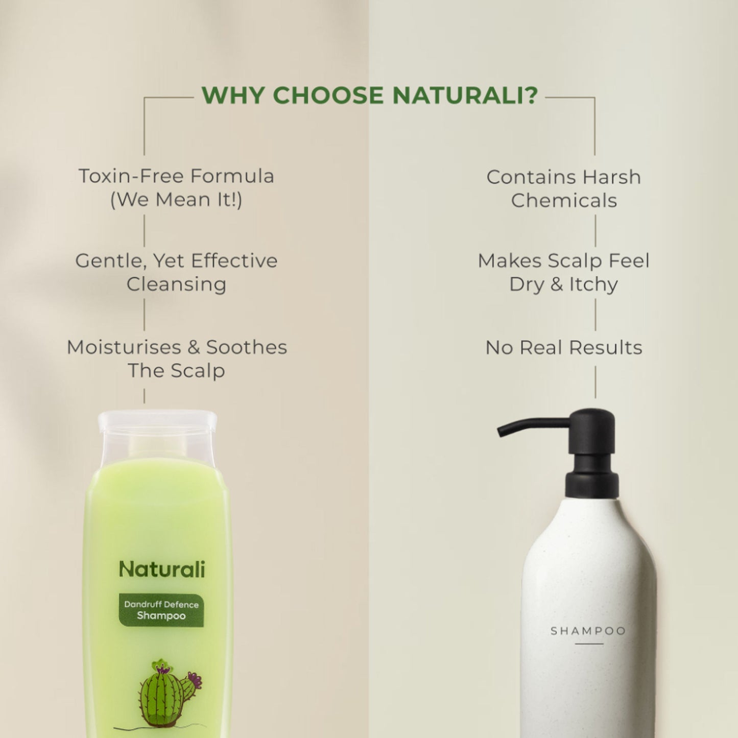Naturali Dandruff Defence Shampoo with Tea Tree Oil & Cactus Extracts That Prevents Dandruff 370ml