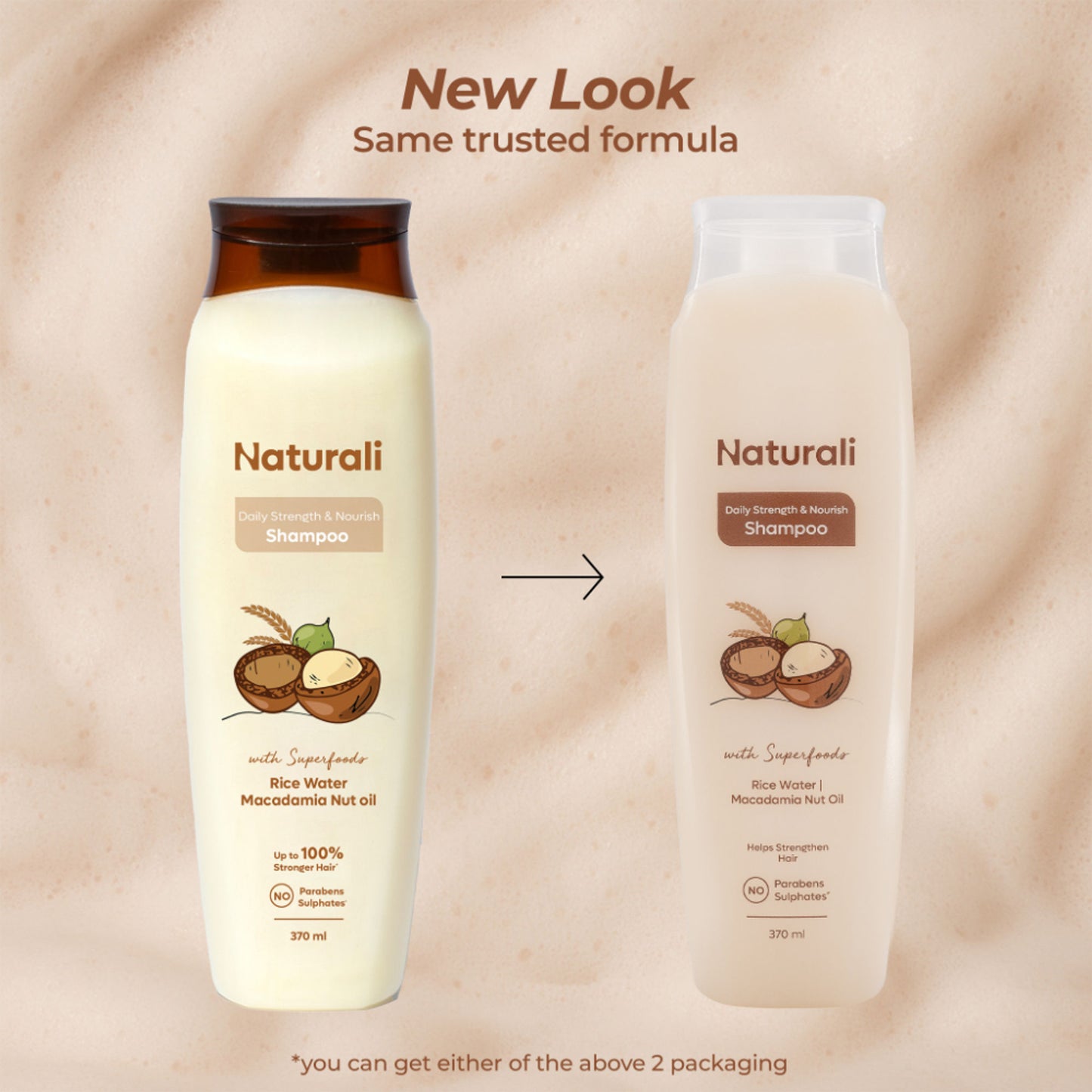 Naturali Daily Strength & Nourish Shampoo with Rice Water & Macadamia Nut Oil That Makes Hair Stronger 370ml
