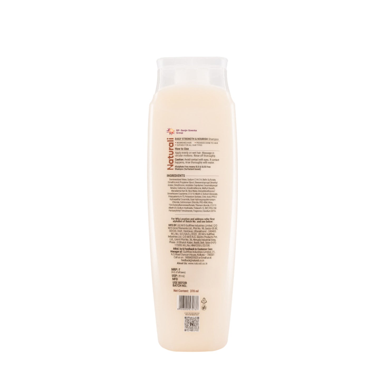 Naturali Daily Strength & Nourish Shampoo with Rice Water & Macadamia Nut Oil That Makes Hair Stronger 370ml