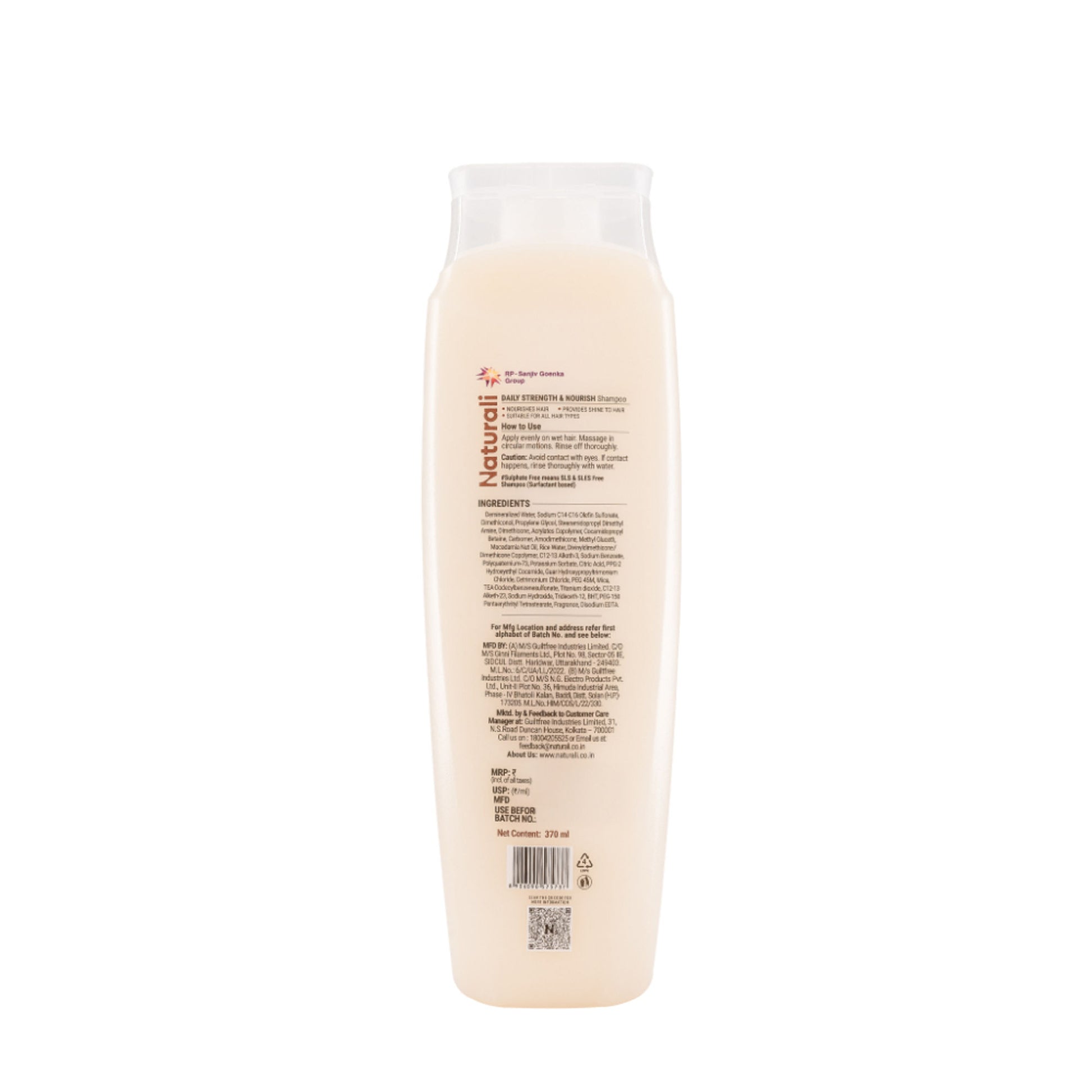 Naturali Daily Strength & Nourish Shampoo with Rice Water & Macadamia Nut Oil That Makes Hair Stronger 370ml