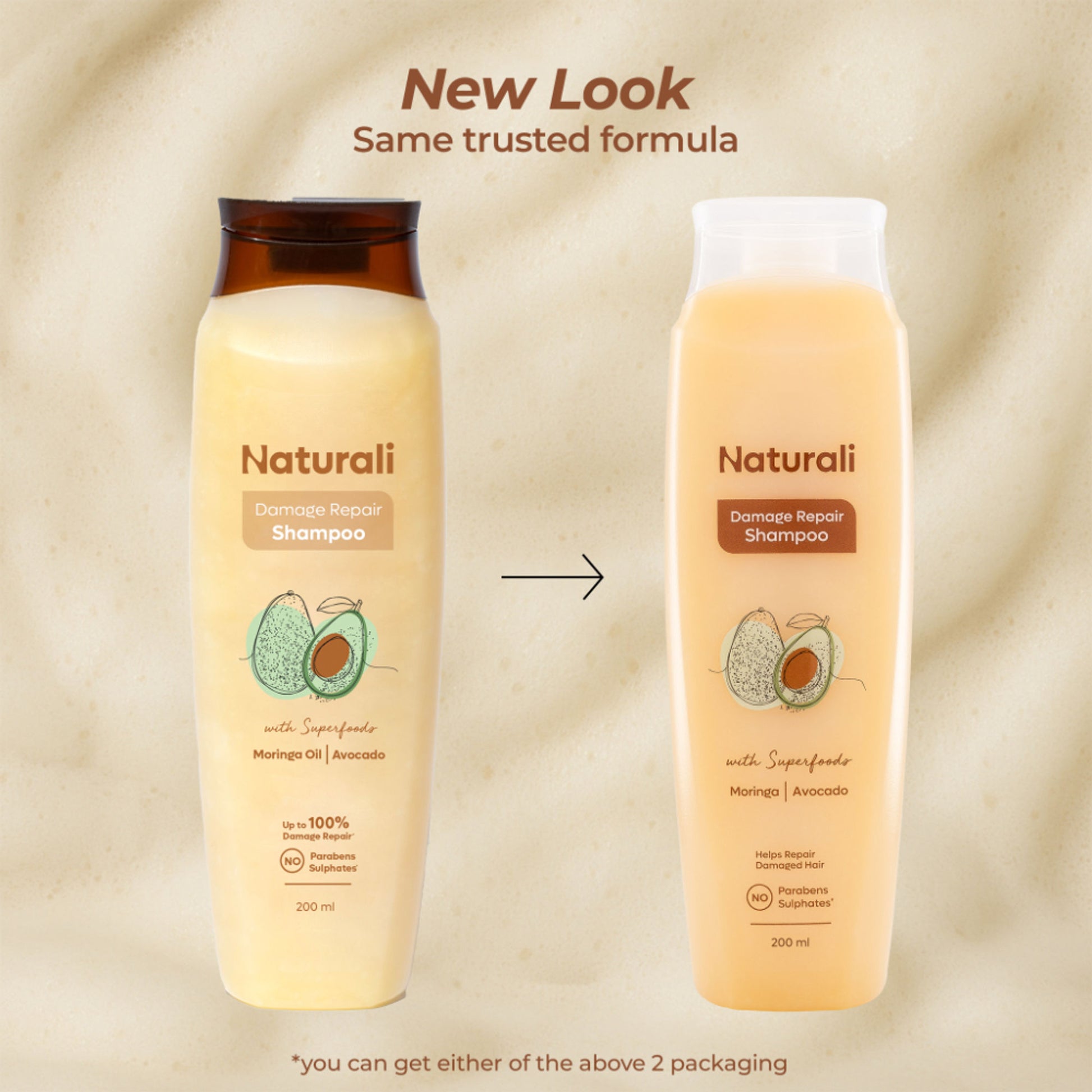 Naturali Damage Repair Shampoo with Moringa Oil & Avocado that Repairs Hair Damage, Dry Hair & Frizzy Hair 180ml