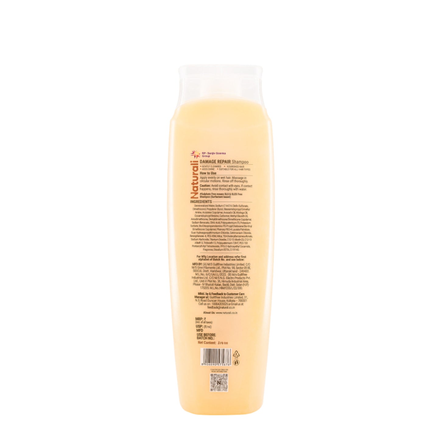 Naturali Damage Repair Shampoo with Moringa Oil & Avocado that Repairs Hair Damage, Dry Hair & Frizzy Hair 180ml