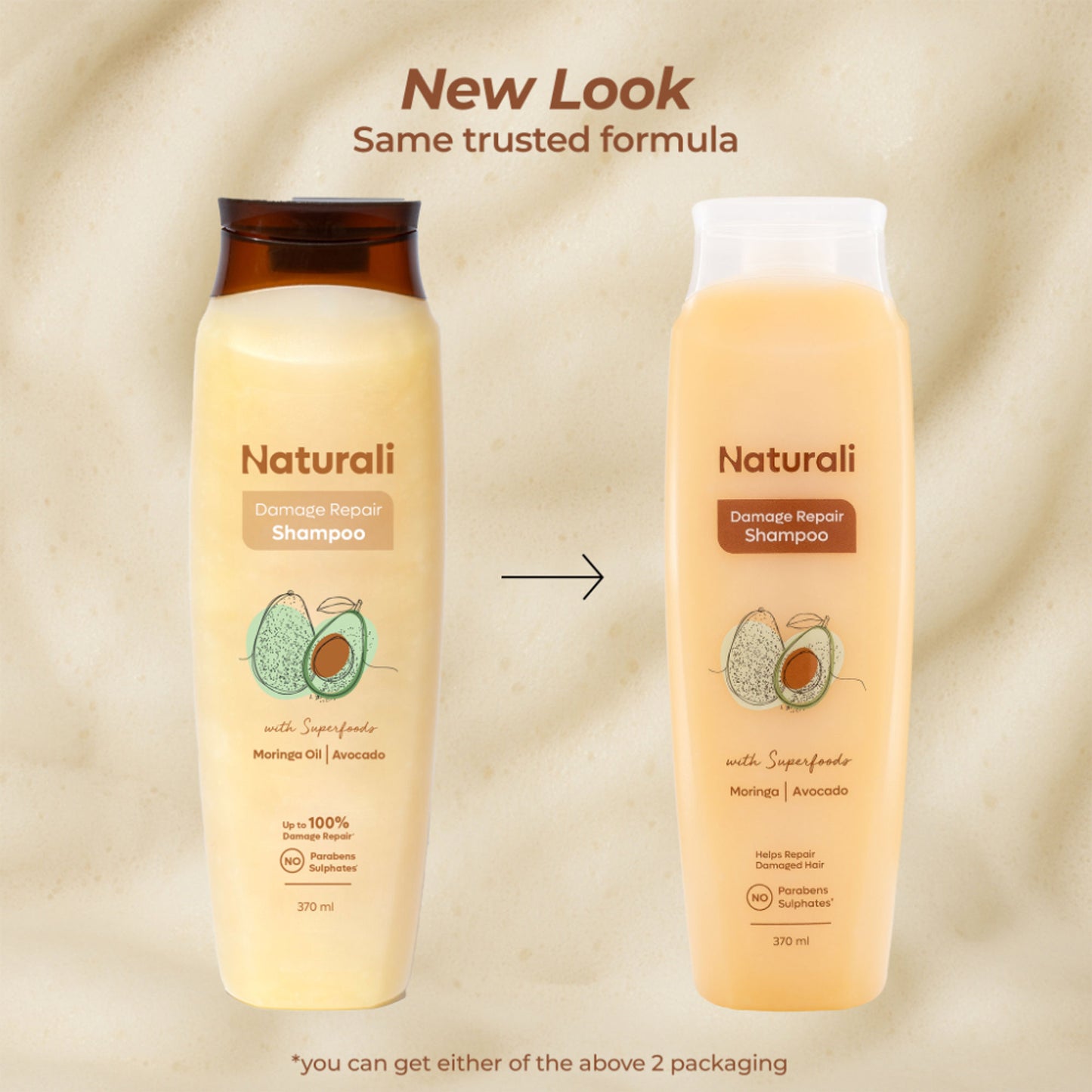 Naturali Damage Repair Shampoo with Moringa Oil & Avocado that Repairs Hair Damage, Dry Hair & Frizzy Hair 180ml