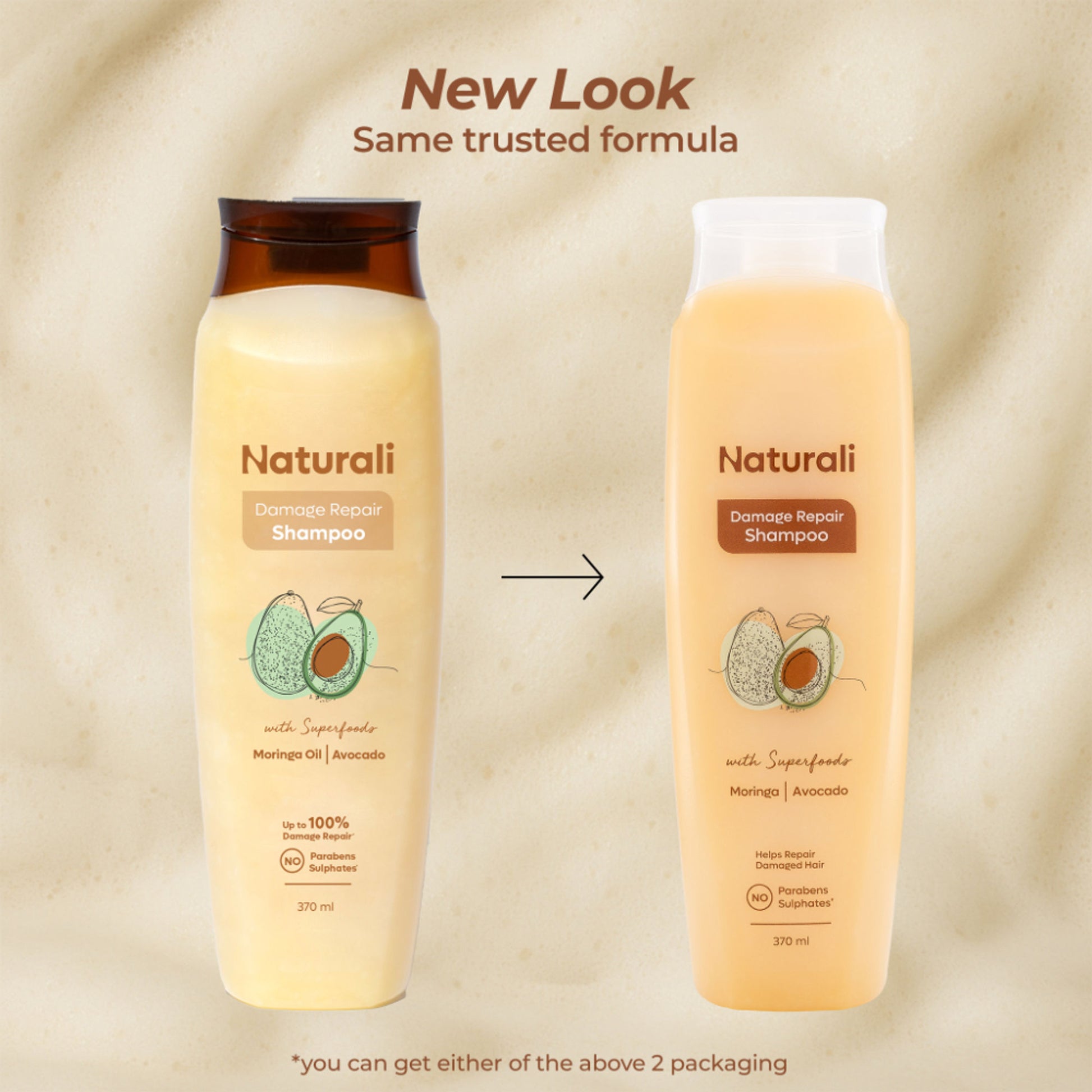 Naturali Damage Repair Shampoo with Moringa Oil & Avocado that Repairs Hair Damage, Dry Hair & Frizzy Hair 180ml