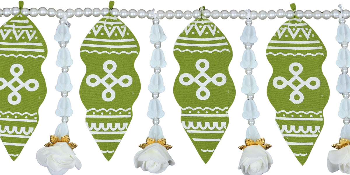 Toran for Main Door Entrance, Handmade Mango Leaf Toran, Traditional Bandarwal for Festival, Pooja, Wedding & Home Decor, Artificial Doorway Leaf Hanging (42 x 5.5 Inches, Green)