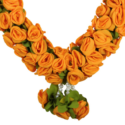 Artificial Garland for Home Decoration, 40 Inches Handcrafted Artificial Rose Flower Garland for Sankranti Ugadi Varamahalakshmi Wedding, Diwali & Navaratri Festivals (Orange)