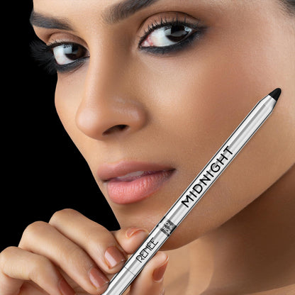 Renee Midnight Kohl Pencil, smudgeproof and waterproof kajal eyeliner, shown in a sleek black pencil with a sharpened tip.