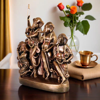 Niharika Collections Handmade Terracotta Ganesha Idol | Abstract Clay Sculpture of Quartet Musical Lord Ganesha | Spiritual & Cultural Art for Home Temple, Pooja Room & Home Décor | Unique Gift