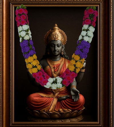 Shevanti Multicolor Flower Garland for Pooja Mandir Decoration, Hanging Mala for Photo Frame, Haar Mala for God Idols, Photo Frames of Loved Ones, Ancestors, Pitra (30 inch)
