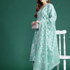 Dhiyona IE Floral Printed Mirror Work Pure Cotton Kurta With Trousers & Dupatta