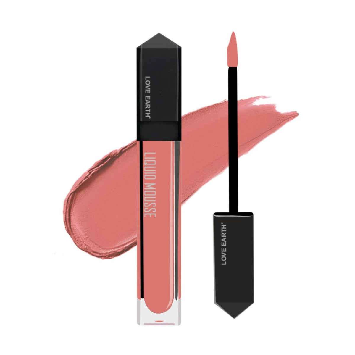Love Earth Liquid Mousse Lipstick in Pink Lady, featuring a smooth, vibrant pink lip color with a glossy finish.
