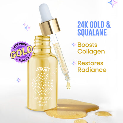 Nykaa Naturals Skin Potion 24K Gold Collagen Boosting Face Oil Serum with Squalene