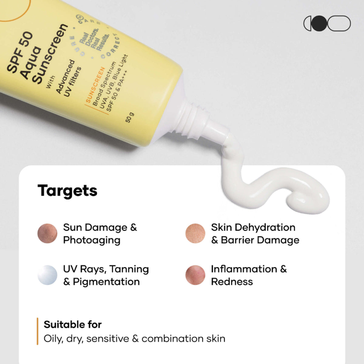 Cureskin SPF 50 Aqua Sunscreen with Advanced UV Filters, SPF 50 & PA+++ - Pack of 1