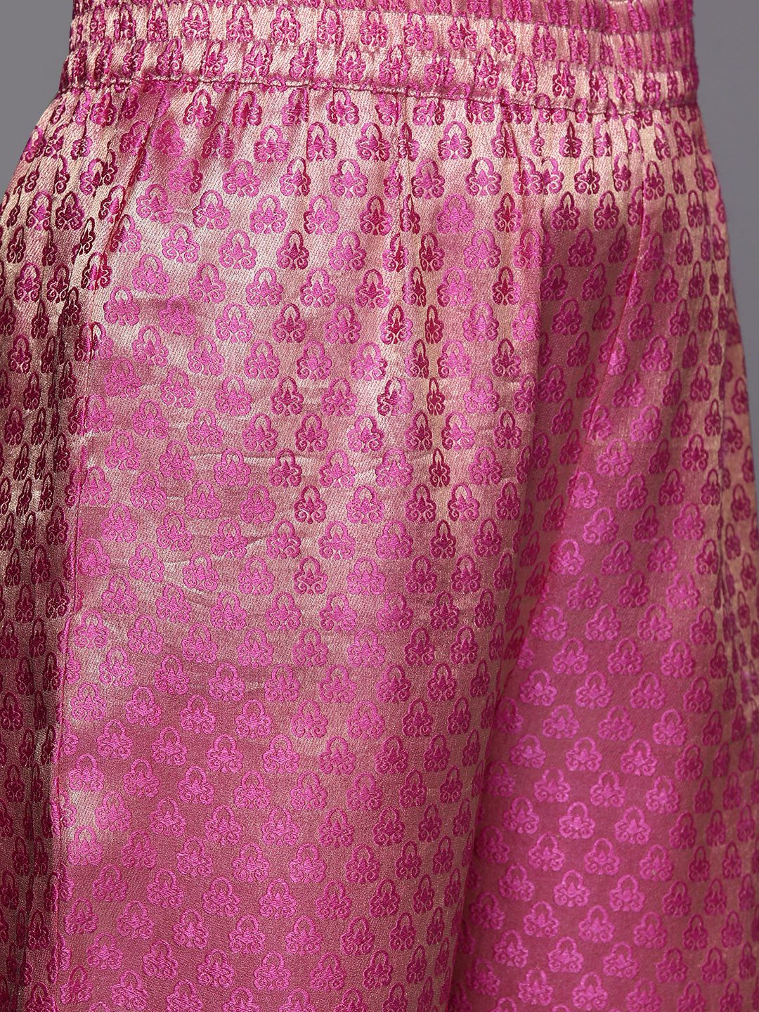 Indyancart VA Women's Fuchsia Kurta with Trousers & With Dupatta
