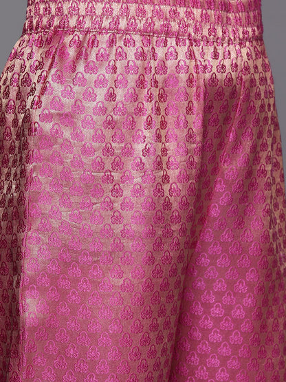 Indyancart VA Women's Fuchsia Kurta with Trousers & With Dupatta