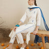 Dhiyona IE V Neck Ethnic Embroidered Pure Cotton Straight Kurta with Trouser & Dupatta