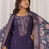 Dhiyona IE Floral Embroidered Thread Work Straight Kurta With Trousers & Dupatta
