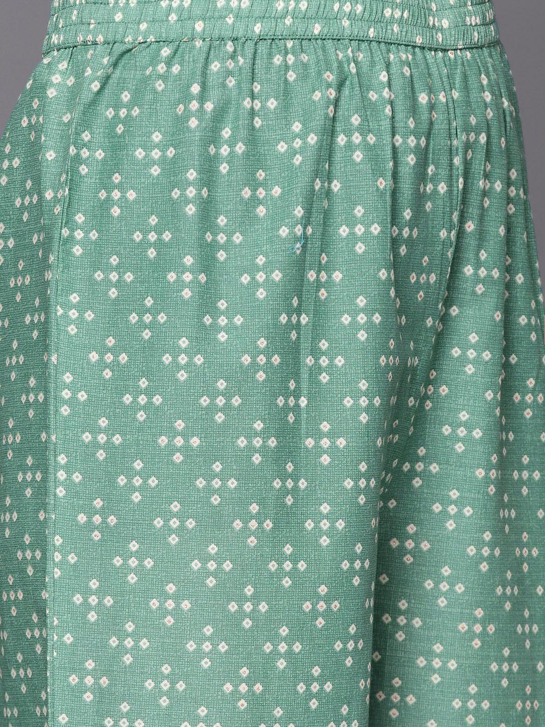 Indyancart VA Women's Teal Bandhani Printed High Slit Gotta Patti Pure Cotton Kurta with Palazzos & With Dupatta