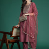 Dhiyona IE Floral Yoke Design Sequinned Kurta With Trousers & Dupatta