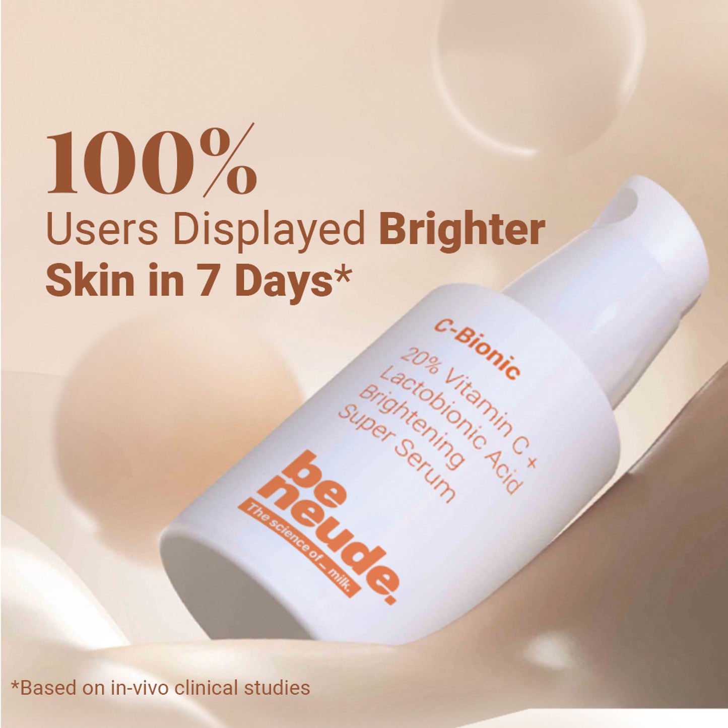 Be Neude 20% Vitamin C and Lactobionic Acid Brightening Serum with Glutathione and Ferulic
