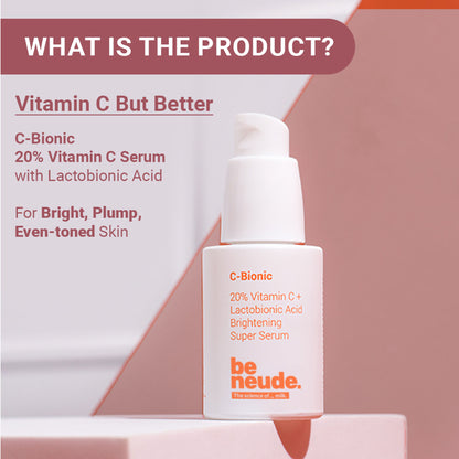Be Neude 20% Vitamin C and Lactobionic Acid Brightening Serum with Glutathione and Ferulic