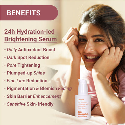Be Neude 20% Vitamin C and Lactobionic Acid Brightening Serum with Glutathione and Ferulic