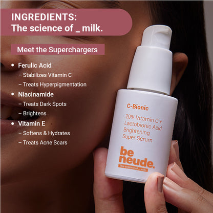 Be Neude 20% Vitamin C and Lactobionic Acid Brightening Serum with Glutathione and Ferulic