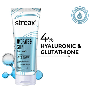 Streax Skin Hydrate & Shine Face Wash Cleanser For Brightening, 48 Hr Hydration