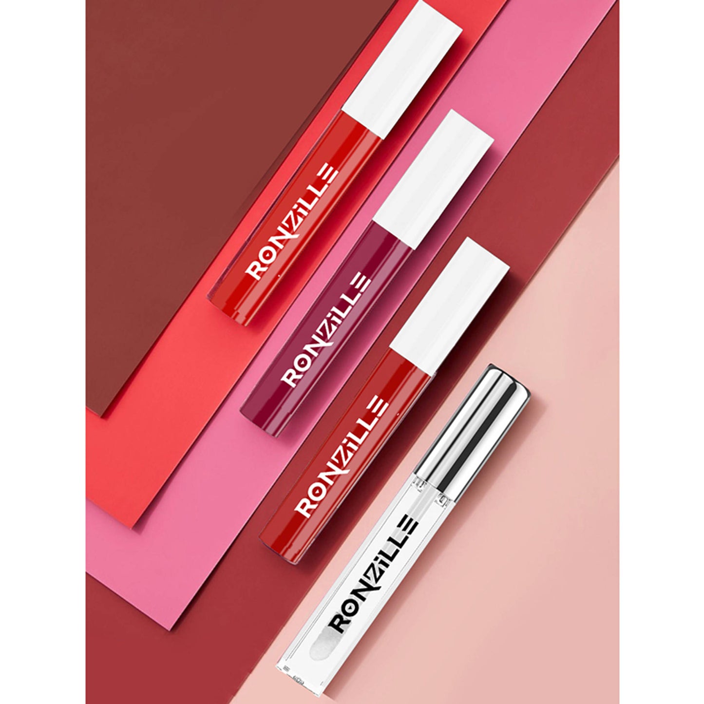Ronzille Non Transfer Matte Liquid Lipstick Plus Lip Gloss Reds And Maroons Pack Of 4