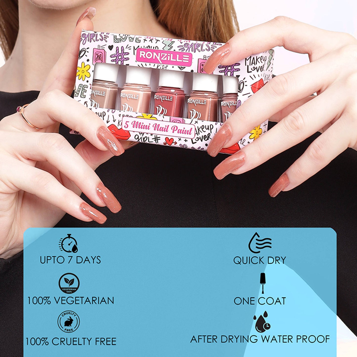 Ronzille Set Of 5 Mini Nail Paint Kit - Nude Edition