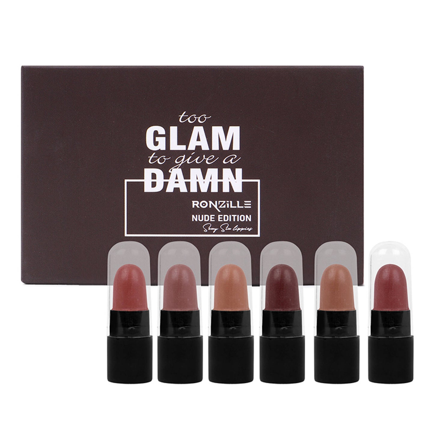 Ronzille Too Glam To Give A Damn Bullet Lipstick Set Of 6 - Nude Edition