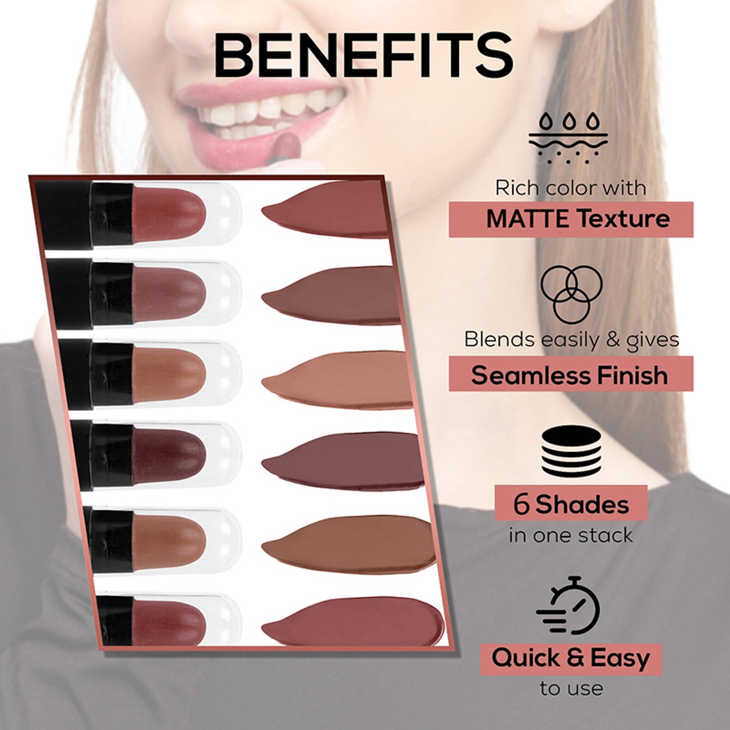 Ronzille Too Glam To Give A Damn Bullet Lipstick Set Of 6 - Nude Edition