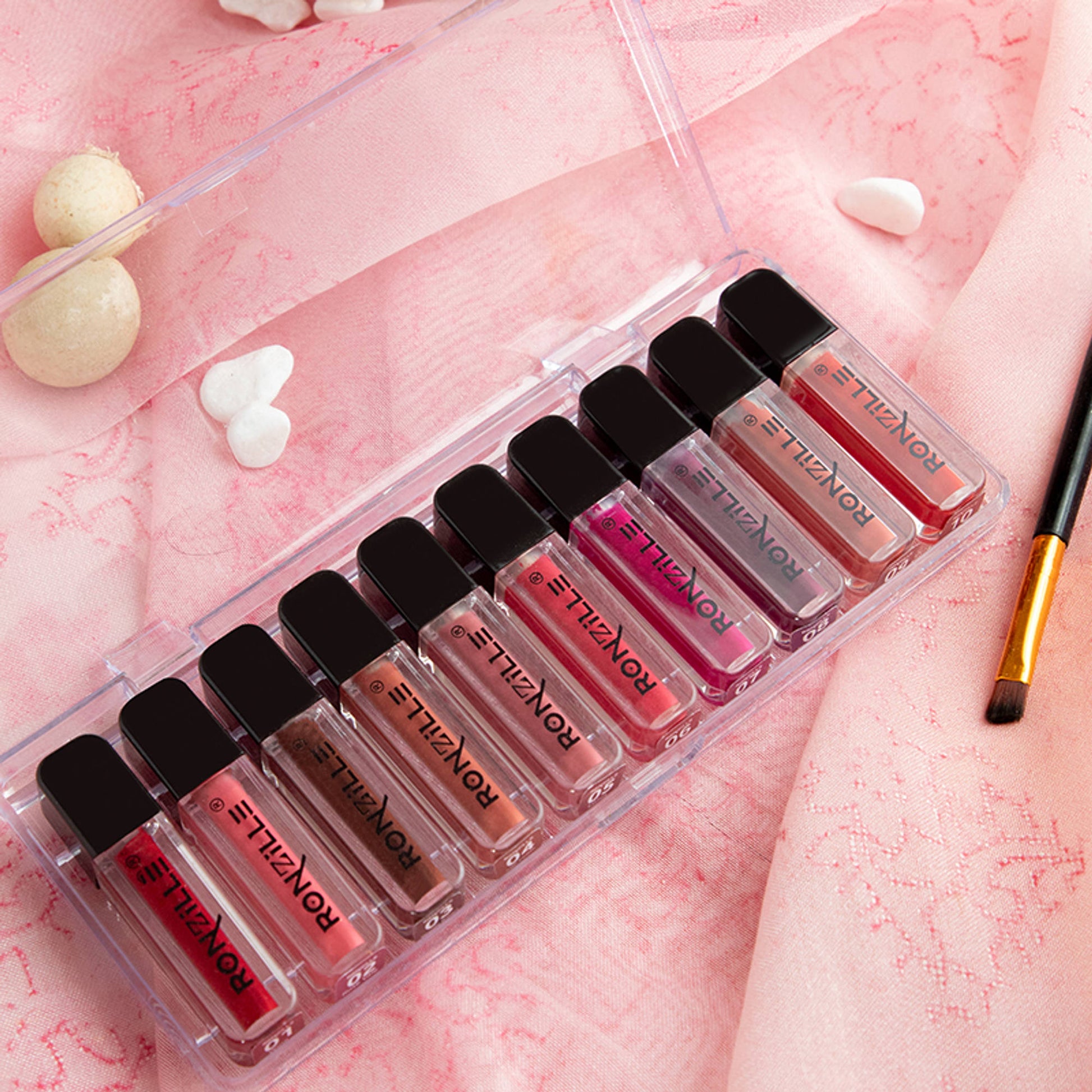 Ronzille Long Lasting Waterproof Non Transfer Mini Liquid Matte Lipstick Kit - Set Of 10
