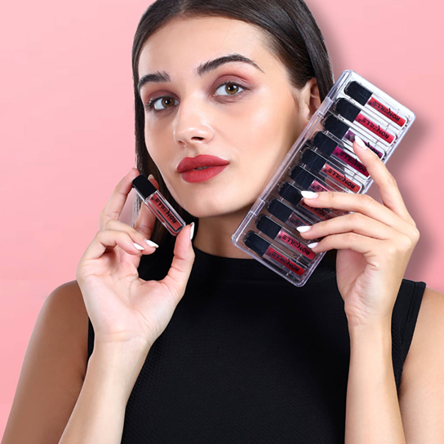Ronzille Long Lasting Waterproof Non Transfer Mini Liquid Matte Lipstick Kit - Set Of 10