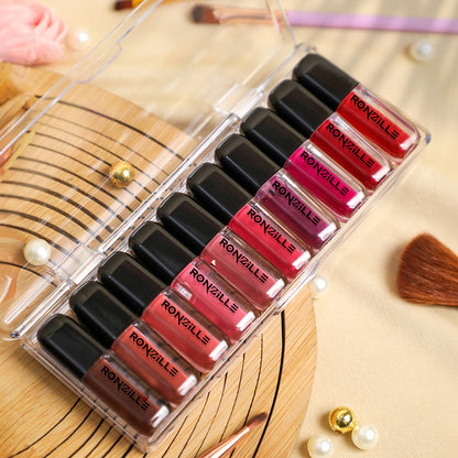 Ronzille Long Lasting Waterproof Non Transfer Mini Liquid Matte Lipstick Kit - Set Of 10