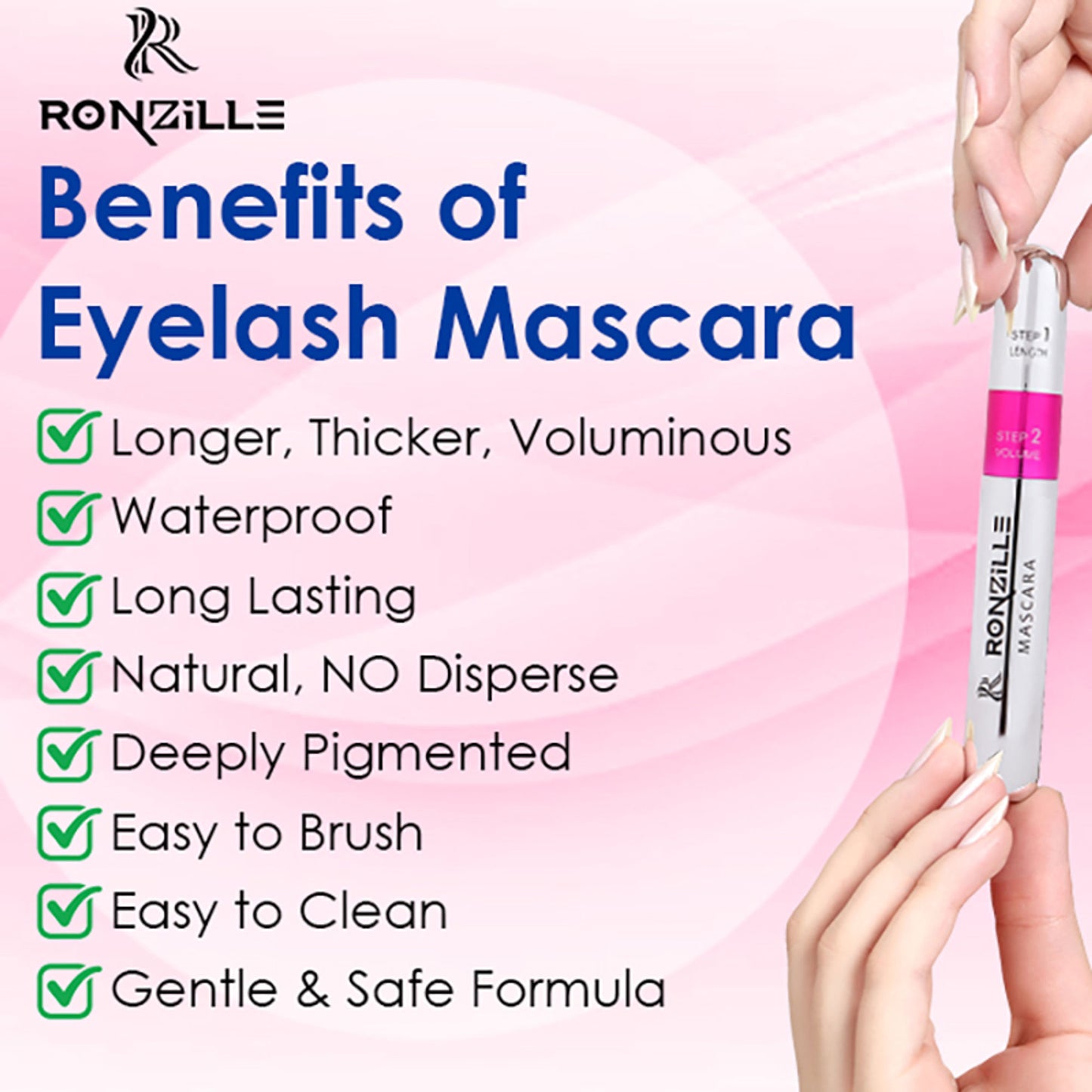 Ronzille Waterproof And Smudgeproof Two In One Mascara