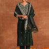 Indyancart IE Floral Embroidered Thread Work Liva Kurta with Trousers & Dupatta