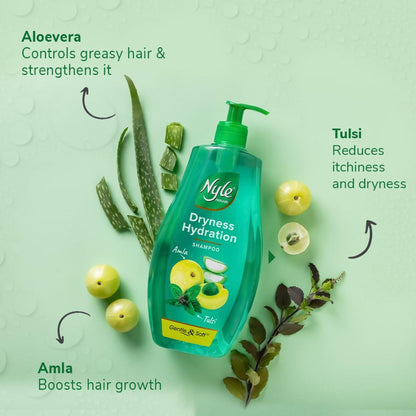 Nyle Naturals Silky & Smooth Anti Hairfall Shampoo with Goodness Of Tulsi & Amla