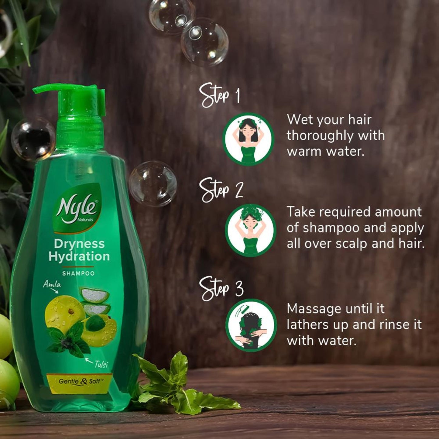 Nyle Naturals Silky & Smooth Anti Hairfall Shampoo with Goodness Of Tulsi & Amla
