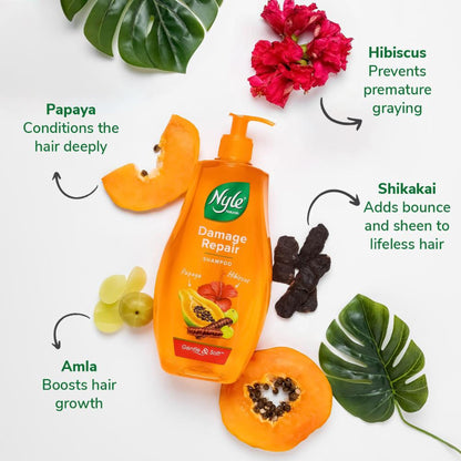 Nyle Naturals Damage Repair Shampoo with Goodness Of Shikakai & Hibiscus